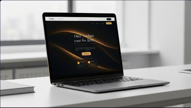 Laptop showing a redesigned corporate website
